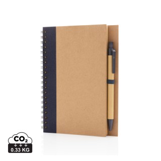 Cuaderno de espiral kraft con bolígrafo promocional